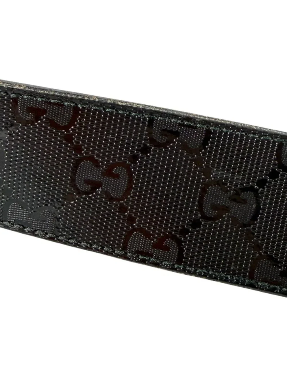 GUCCI Black Canvas & Leather Supreme GG Interlocking Buckle Mens Belt 90/36